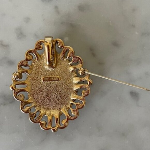 ERWIN PEARL Cameo Interchangeable Brooch/Pendant Vintage Blue White Gold - Picture 14 of 16